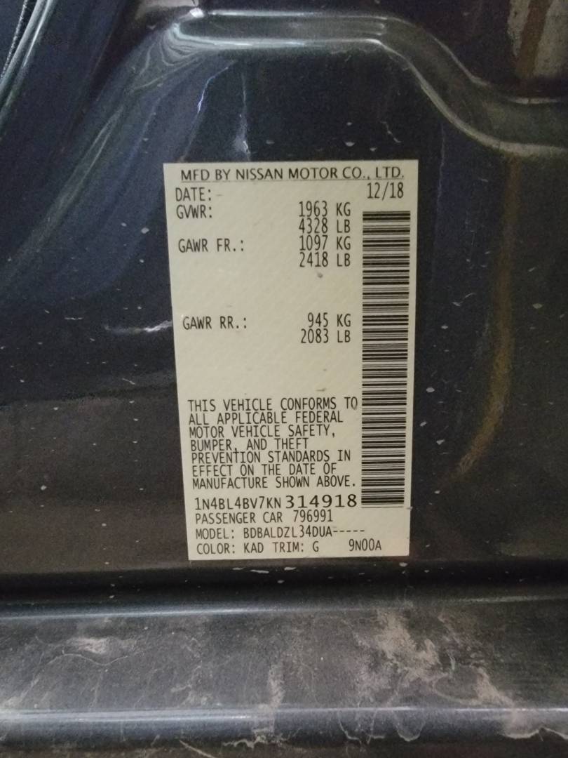 2019 NISSAN ALTIMA — 106082 Miles — Lot KN314918 — Main - Marhaba Auctions Used Cars - Image 9