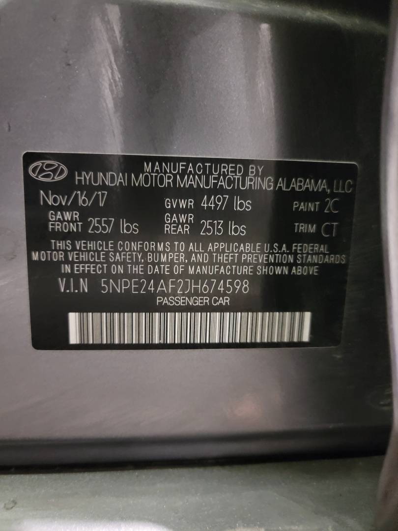 2018 HYUNDAI SONATA — 97211 Miles — Lot AF2JH674598 — Main - Marhaba Auctions Used Cars - Image 10