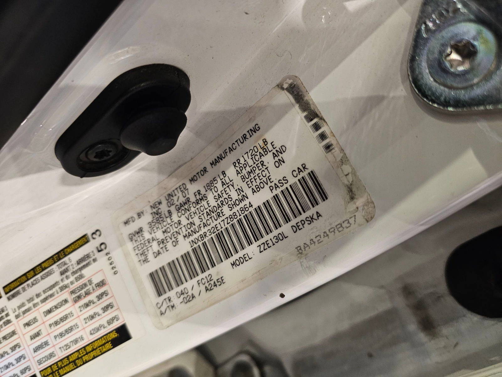 2007 TOYOTA COROLLA — 217827 Miles — Lot 84281815 — Main - Marhaba Auctions Used Cars - Image 9