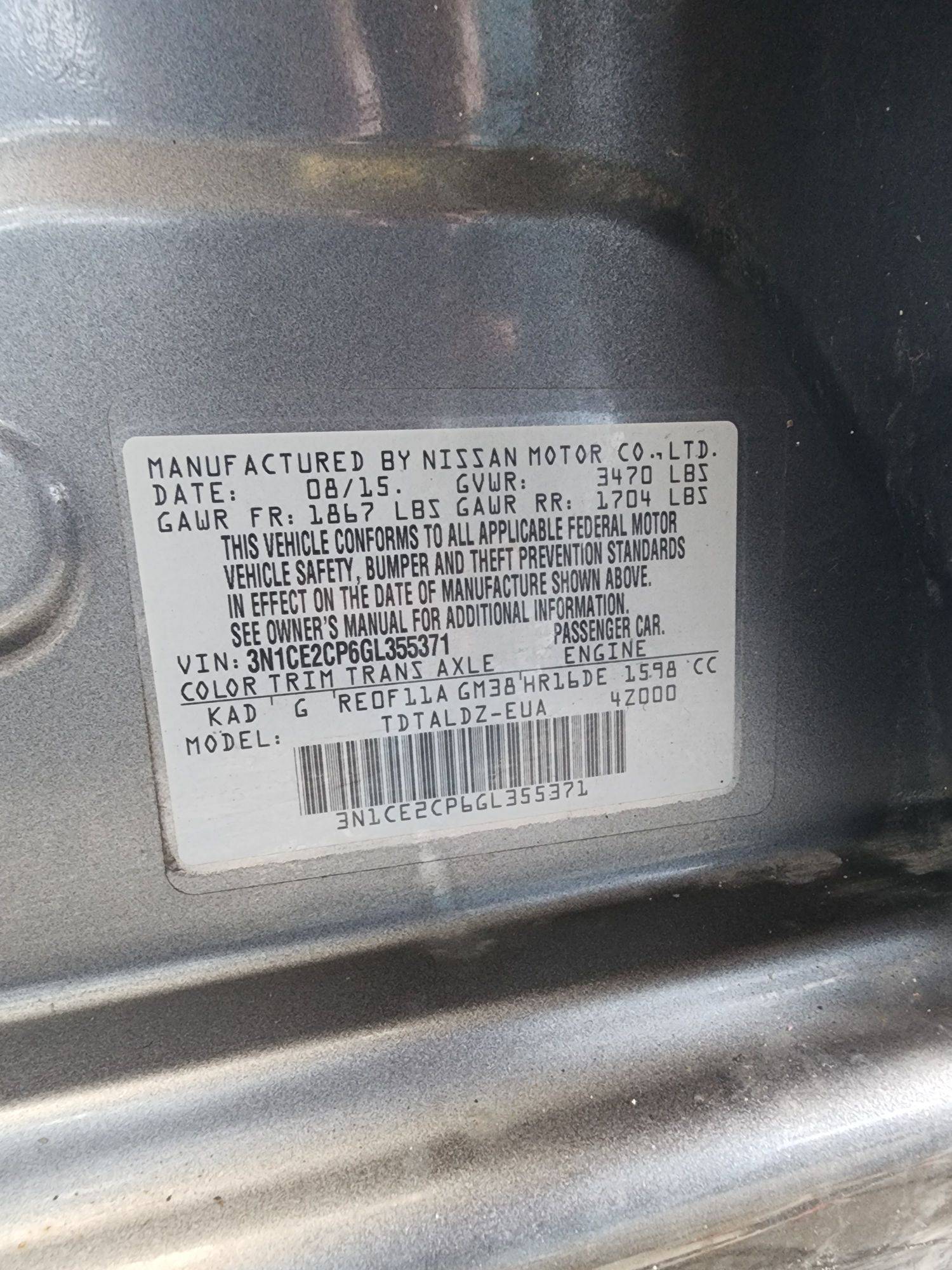 2016 NISSAN VERSA NOTE — 154953 Miles — Lot 39394194 — Souq - Marhaba Auctions Used Cars - Image 10