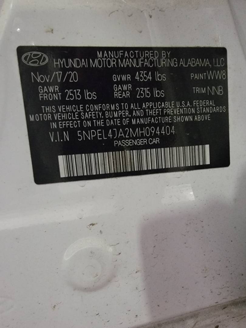 2021 HYUNDAI SONATA — 38584 Miles — Lot 68183883 - Marhaba Auctions Used Cars - Image 10