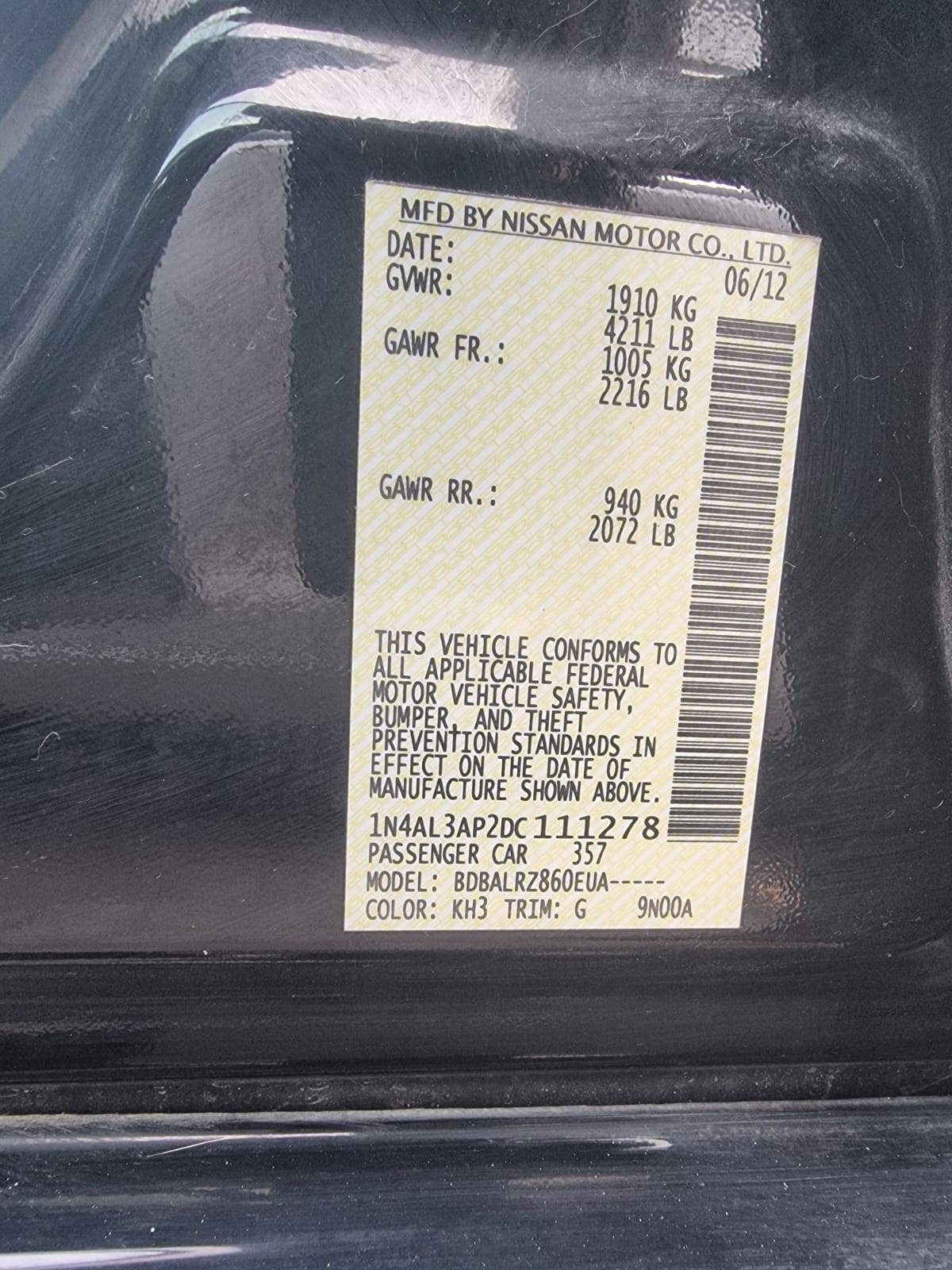 2013 NISSAN ALTIMA — 172298 Miles — Lot 111278 — Ind. 12 - Marhaba Auctions Used Cars - Image 7