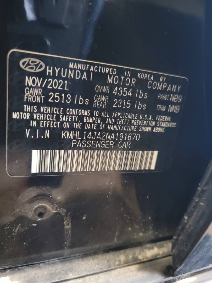2022 HYUNDAI SONATA — 25592 KM — Lot 2NA191670 — Main - Marhaba Auctions Used Cars - Image 10