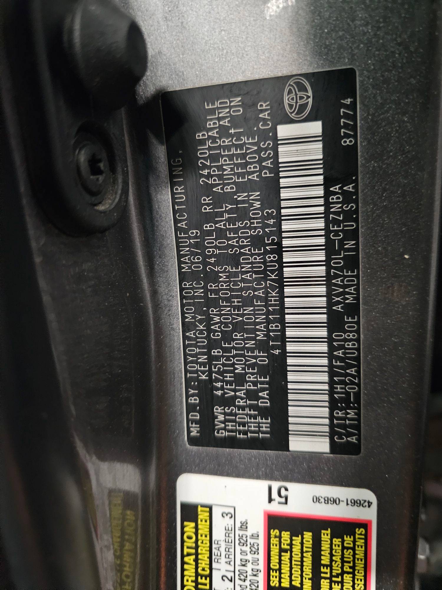 TOYOTA CAMRY 2019 - Marhaba Auction Used Cars - Image 9