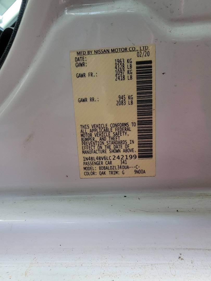 2020 NISSAN ALTIMA — 101827 Miles — Lot LC242199 — Main - Marhaba Auctions Used Cars - Image 9