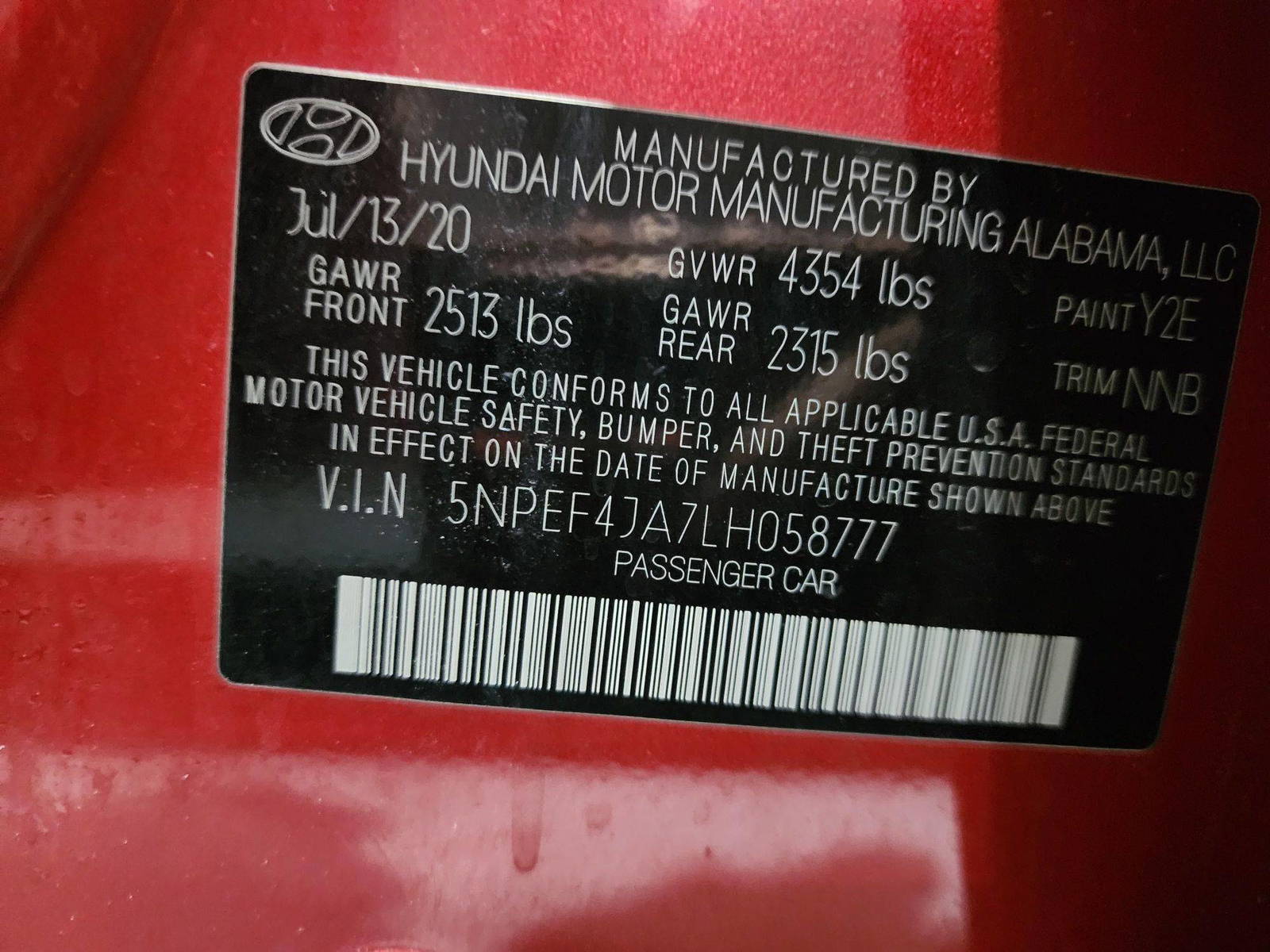 2020 HYUNDAI SONATA — 50322 KM — Lot 125487 — Main - Marhaba Auctions Used Cars - Image 9