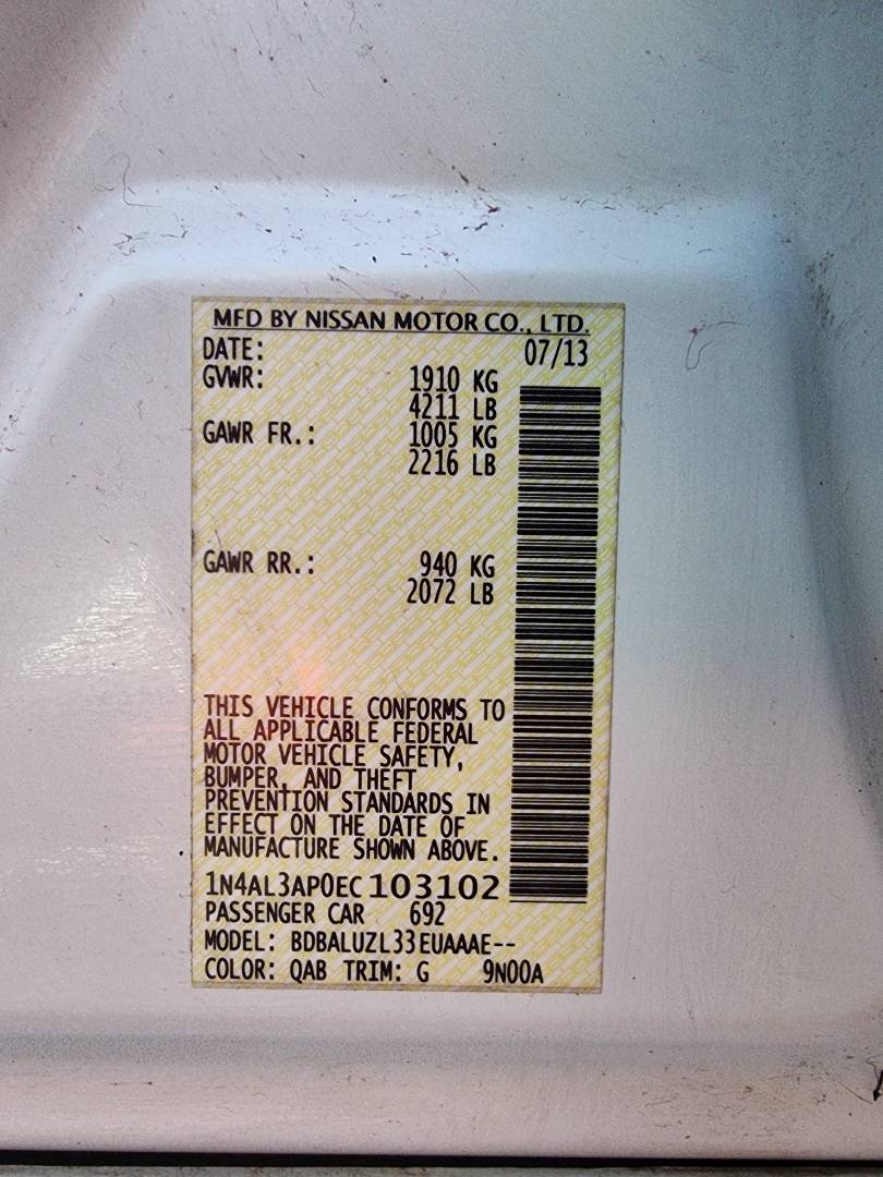 2014 NISSAN ALTIMA — 185604 Miles — Lot 125487 — Souq - Marhaba Auctions Used Cars - Image 9