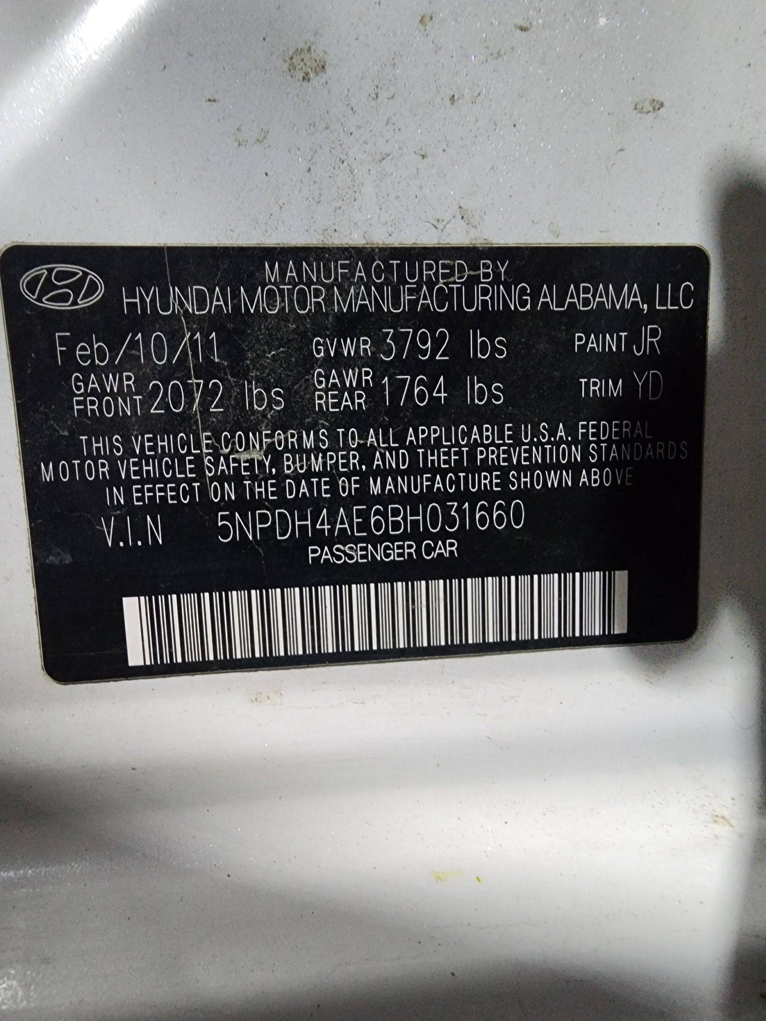 2011 HYUNDAI ELANTRA — 175143 Miles — Lot 40329957 — Al Quoz - Marhaba Auctions Used Cars - Image 10