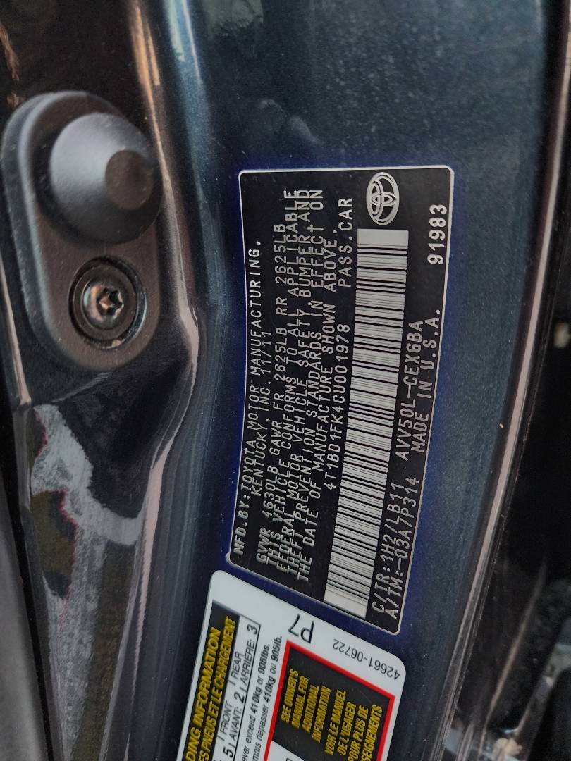 2012 TOYOTA CAMRY — 213640 Miles — Lot 38748370 — Souq - Marhaba Auctions Used Cars - Image 12