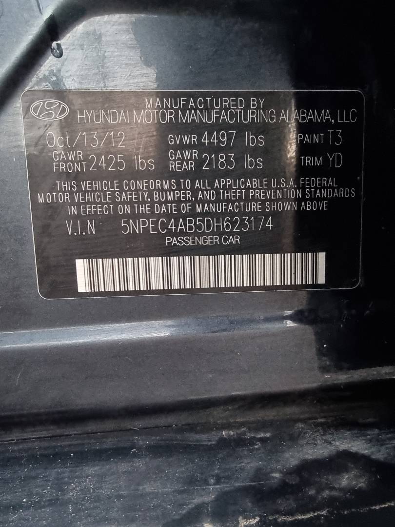 2013 HYUNDAI SONATA — 187594 Miles — Lot 125487 — Ind. 12 - Marhaba Auctions Used Cars - Image 10
