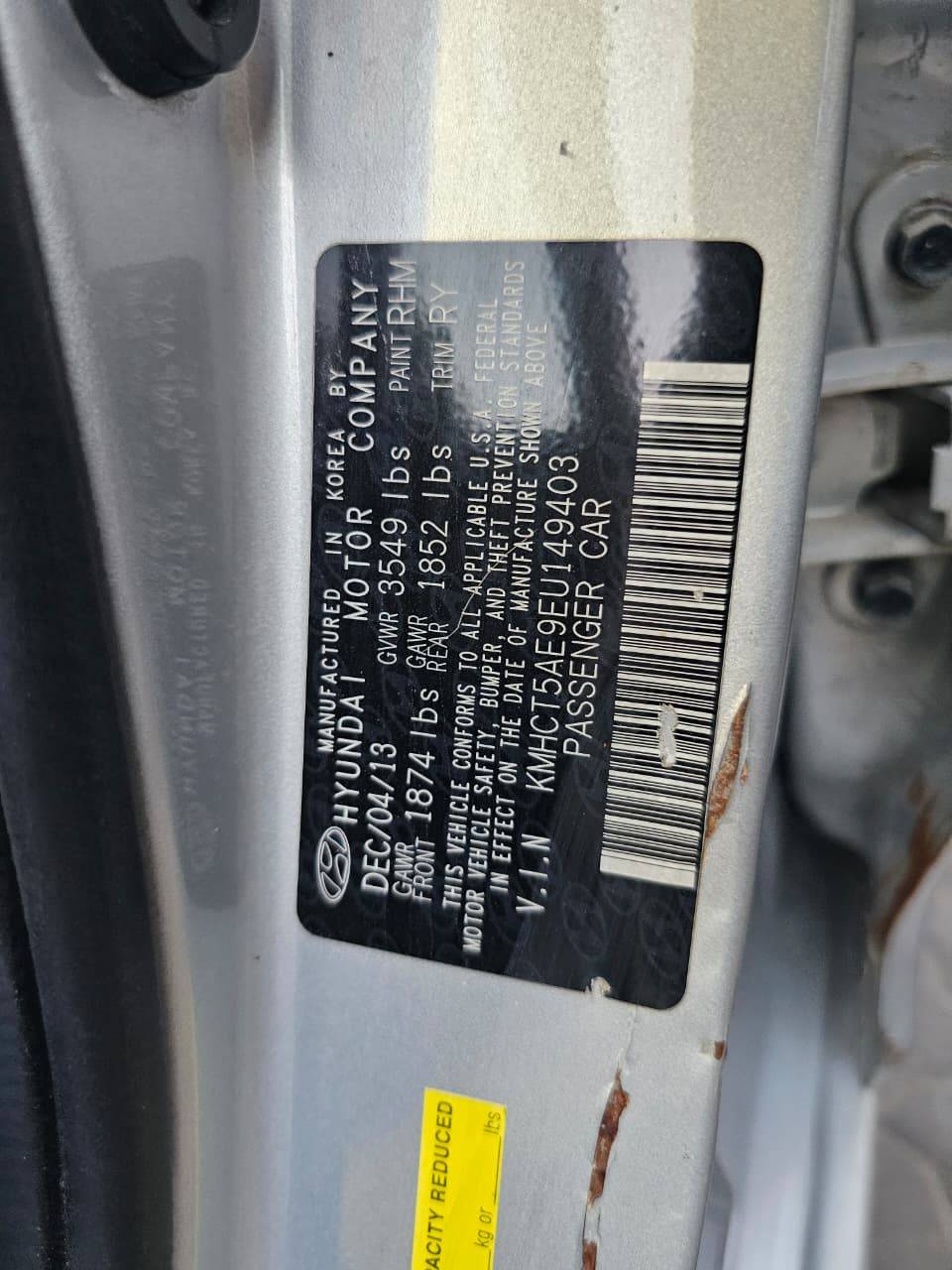 2014 HYUNDAI ACCENT — 83851 Miles — Lot EU149403 — Main - Marhaba Auctions Used Cars - Image 9