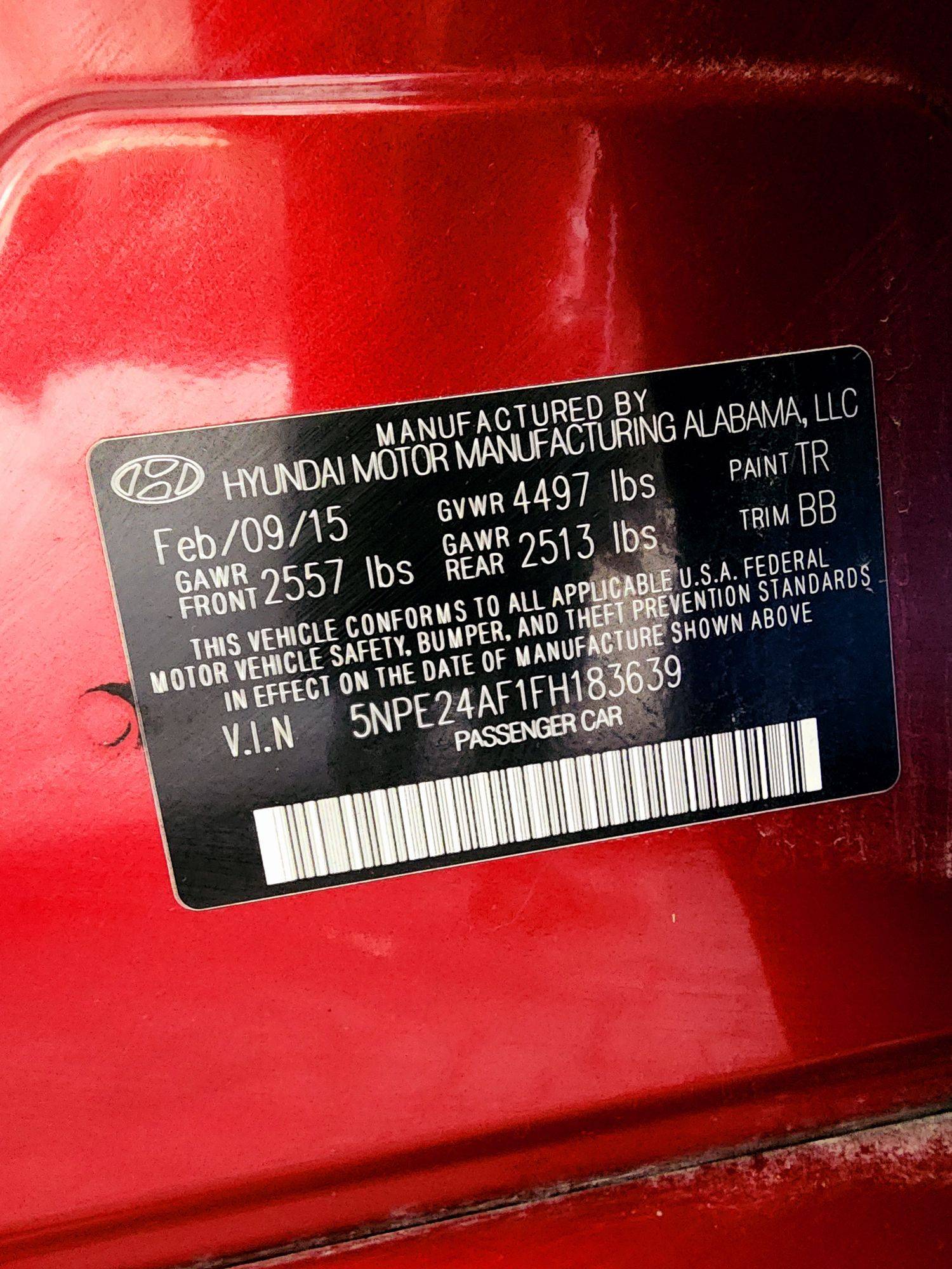 2015 HYUNDAI SONATA — 102530 Miles — Lot 1FH183639 — Souq - Marhaba Auctions Used Cars - Image 9