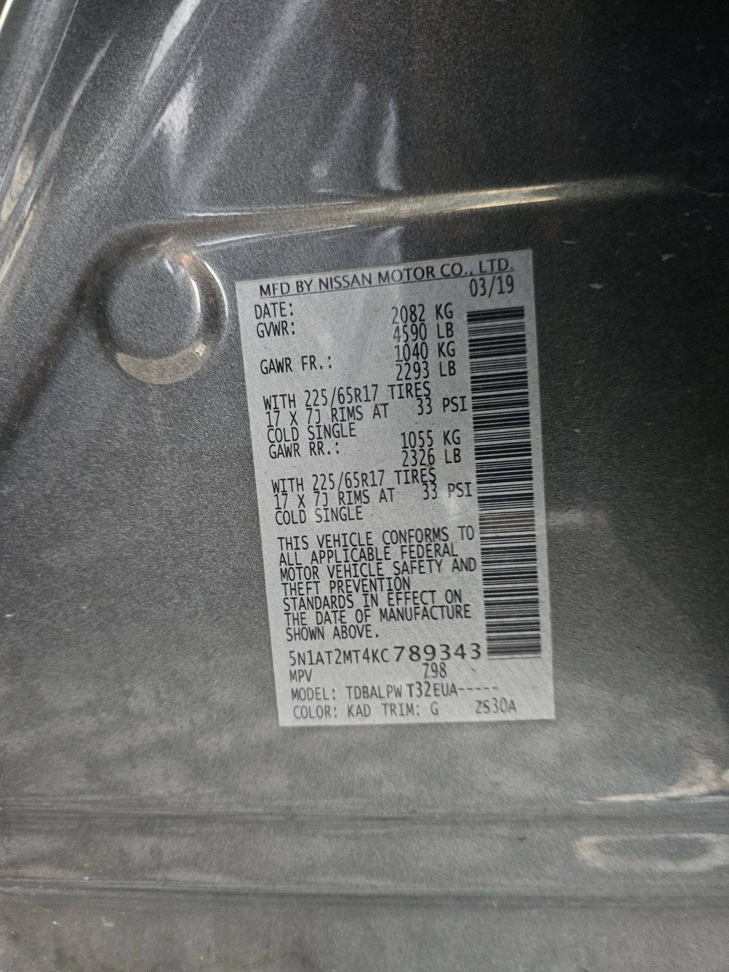 2019 NISSAN ROGUE — 143692 Miles — Lot KC789343 — Main - Marhaba Auctions Used Cars - Image 9