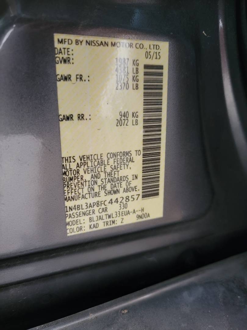 2015 NISSAN ALTIMA — 134245 Miles — Lot FC442857 - Marhaba Auctions Used Cars - Image 10