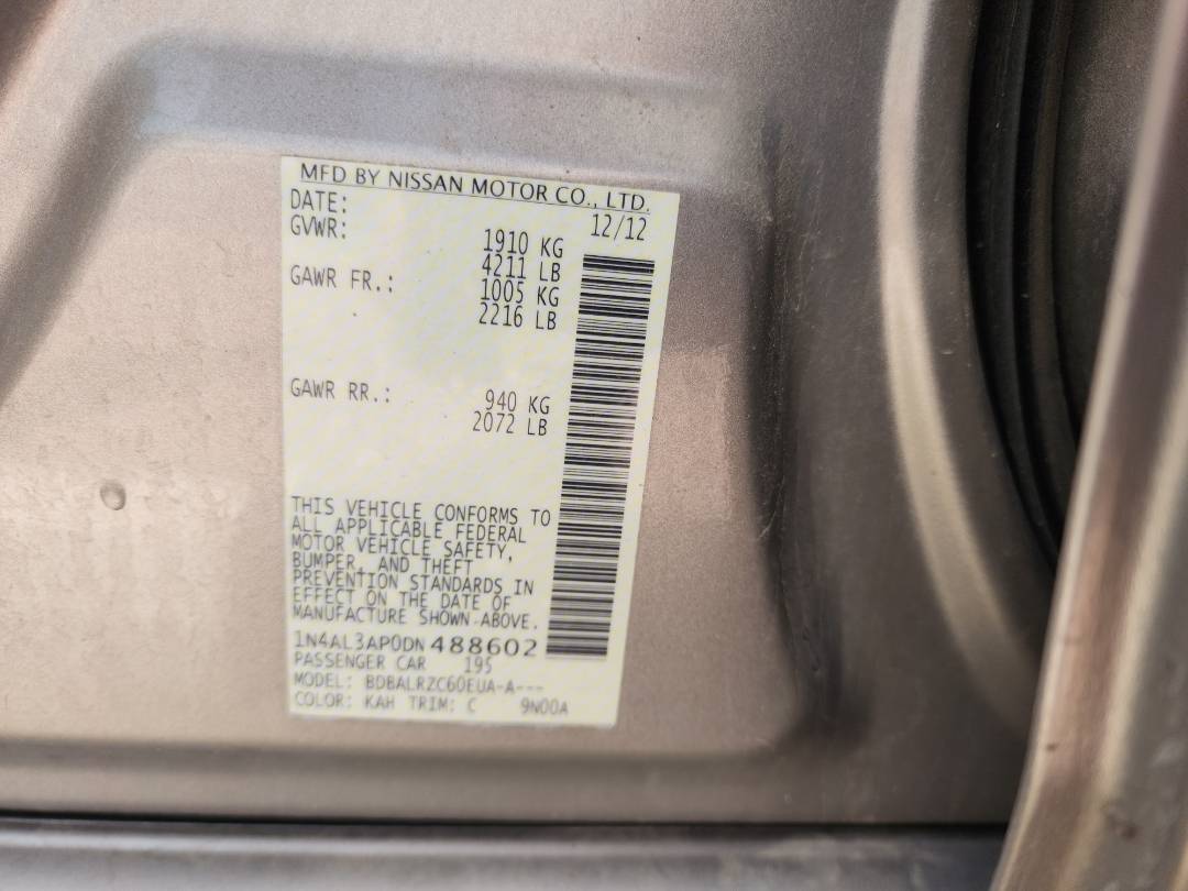 2013 NISSAN ALTIMA — 179391 Miles — Lot 88602 - Marhaba Auctions Used Cars - Image 4