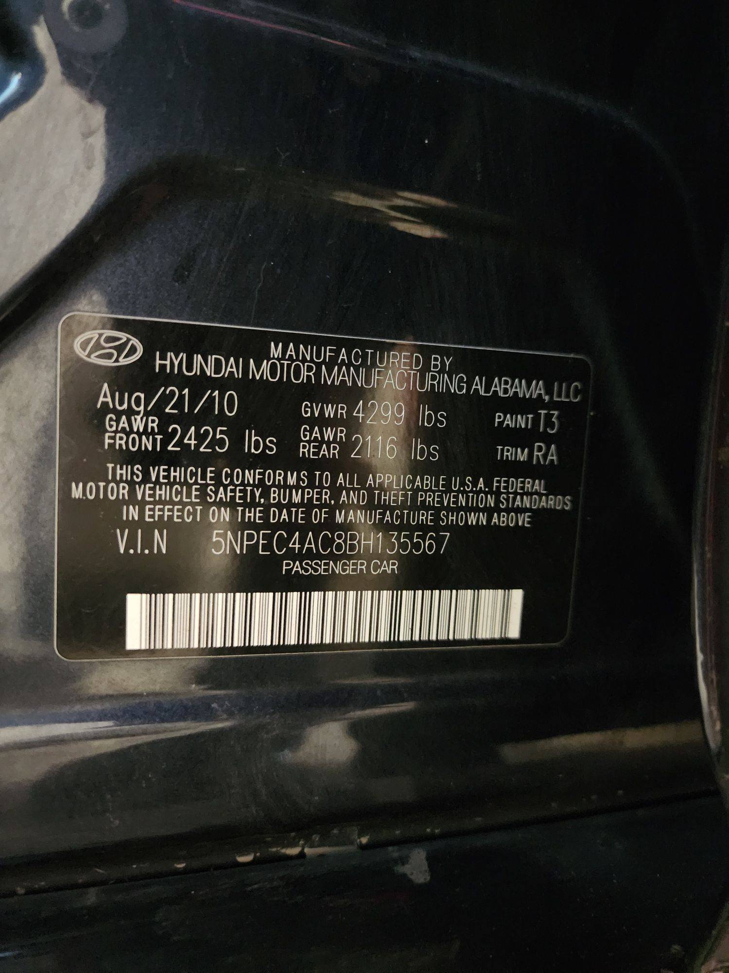 2011 HYUNDAI SONATA — 154566 Miles — Lot 135567 — Al Quoz - Marhaba Auctions Used Cars - Image 12