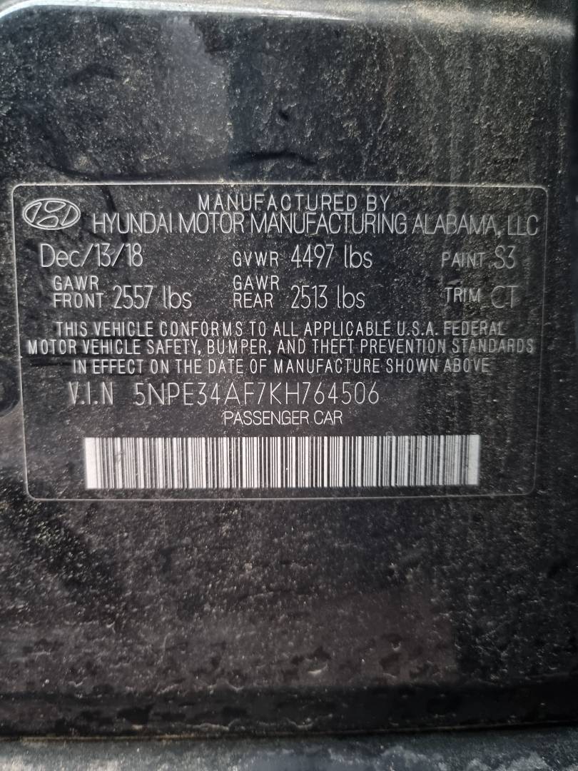 2019 HYUNDAI SONATA — 150817 Miles — Lot 1254879 — Ind. 12 - Marhaba Auctions Used Cars - Image 9