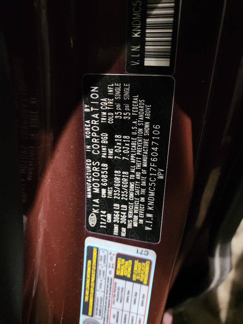 2015 KIA SEDONA — 103092 Miles — Lot 80717883 - Marhaba Auctions Used Cars - Image 3