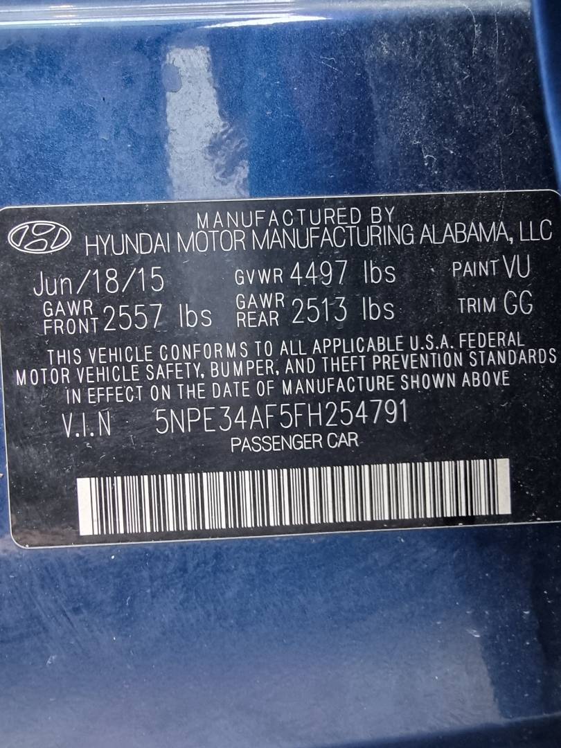 2015 HYUNDAI SONATA — 149164 Miles — Lot 125487 — Ind. 12 - Marhaba Auctions Used Cars - Image 9