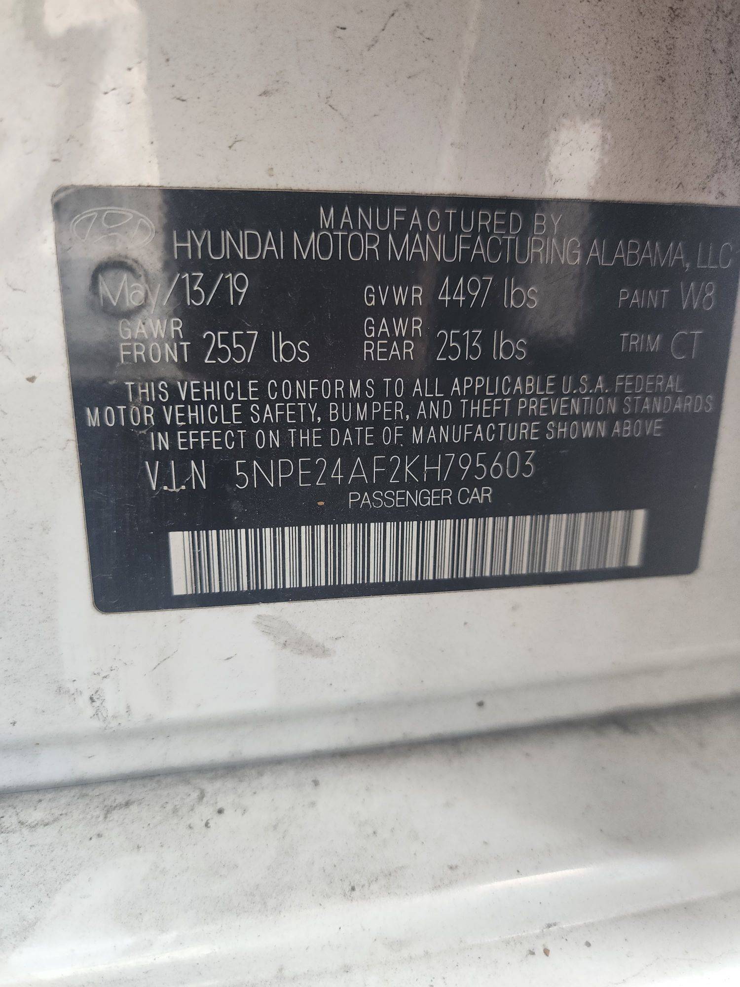 2019 HYUNDAI SONATA — 83190 Miles — Lot 64591793 - Marhaba Auctions Used Cars - Image 3