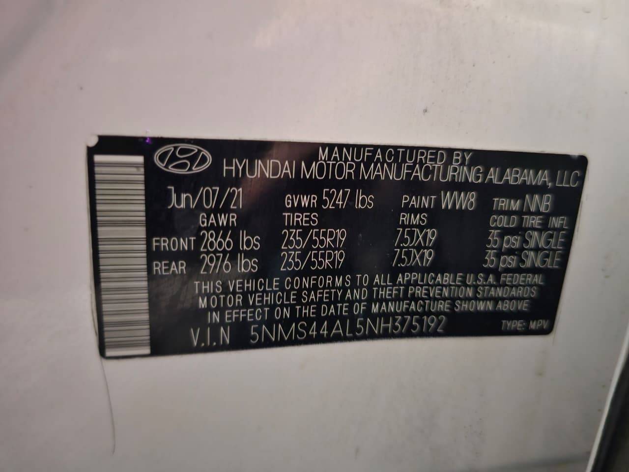 2022 HYUNDAI SANTA FE LIMITED — 61009 Miles — Lot AL5NH375192 — Main - Marhaba Auctions Used Cars - Image 9