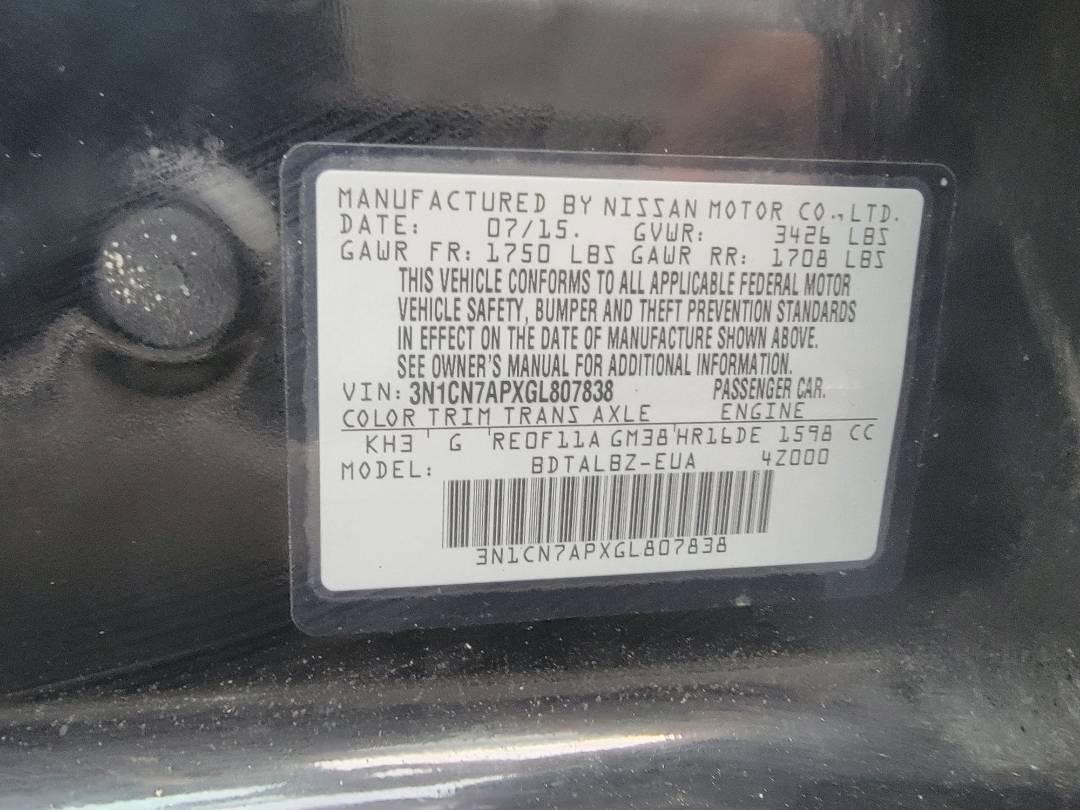 2016 NISSAN VERSA — 160170 Miles — Lot L807838 — Main - Marhaba Auctions Used Cars - Image 7
