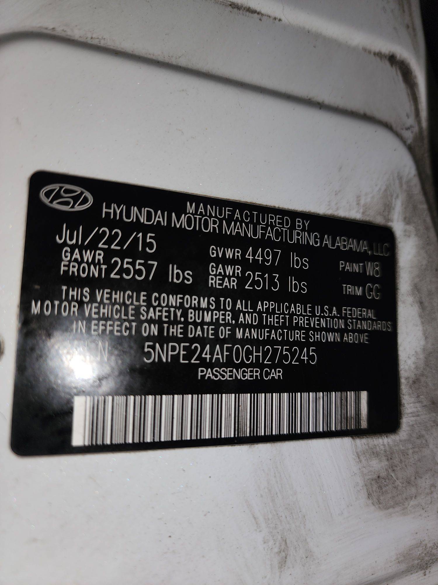 2016 HYUNDAI SONATA — 175769 Miles — Lot 3450551 — Al Quoz - Marhaba Auctions Used Cars - Image 10