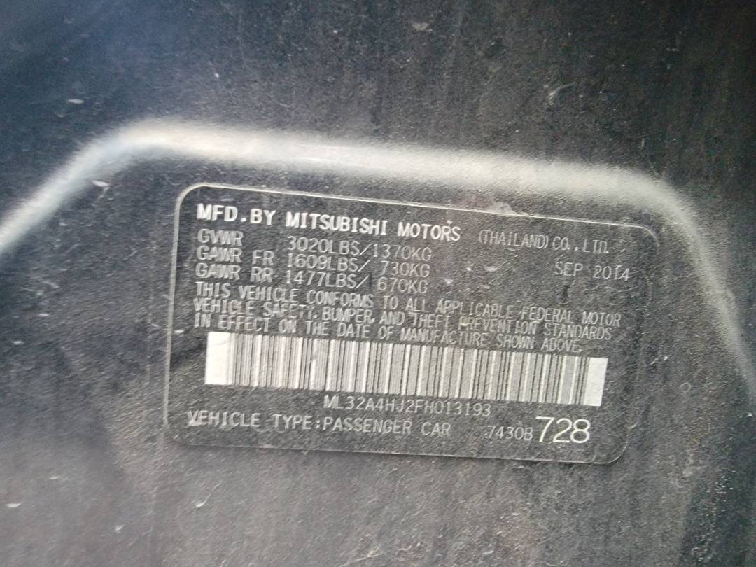 2015 MITSUBISHI MIRAGE — 166132 Miles — Lot 13193 — Main - Marhaba Auctions Used Cars - Image 9