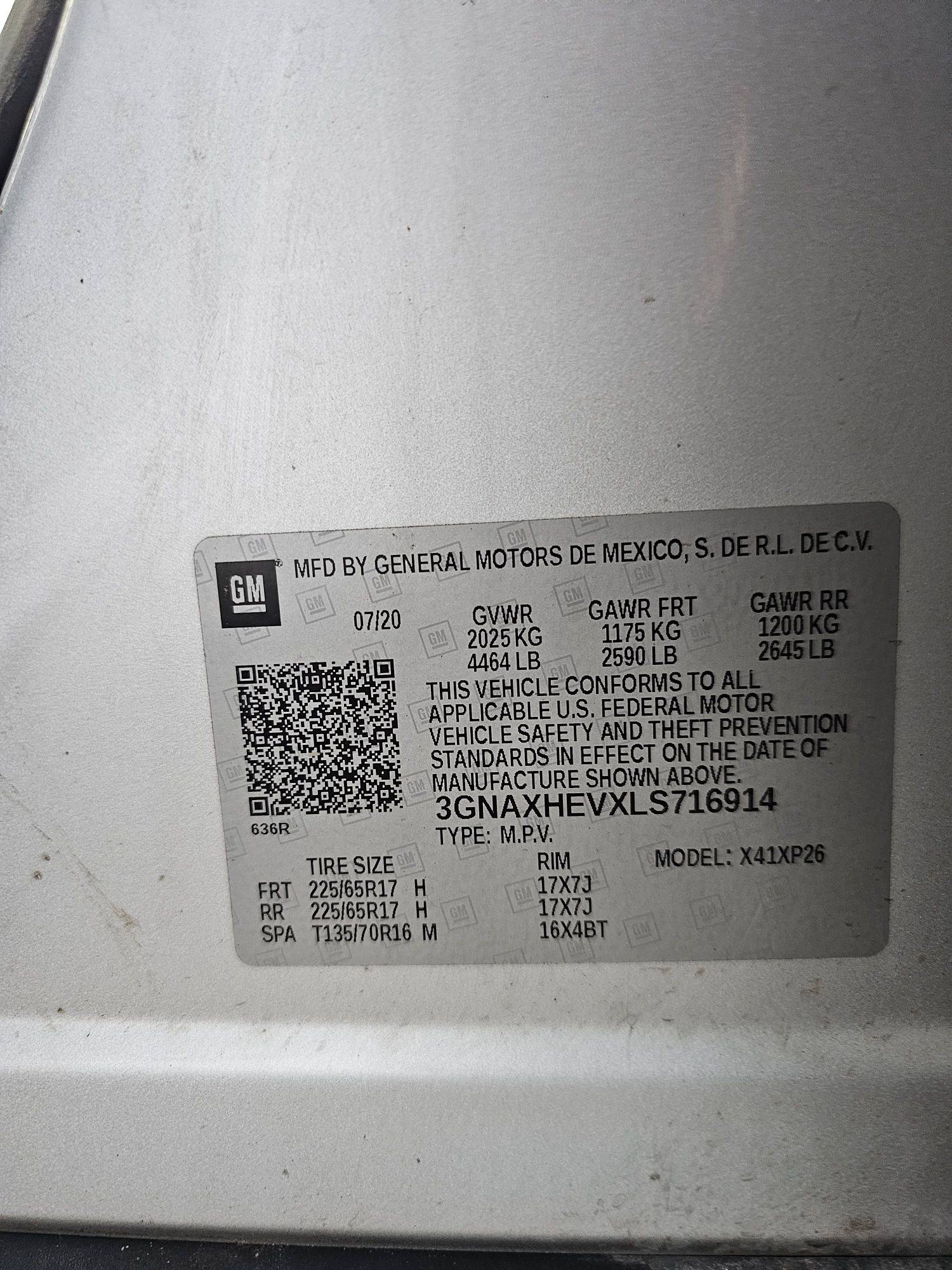 2020 CHEVROLET EQUINOX — 130800 Miles — Lot 716914 — Souq - Marhaba Auctions Used Cars - Image 9