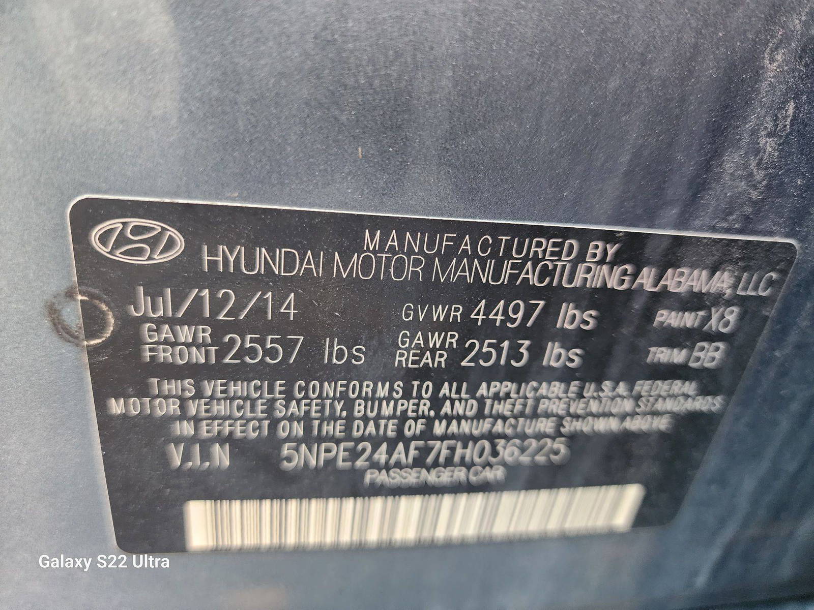 2015 HYUNDAI SONATA — 153888 Miles — Lot 38656957 - Marhaba Auctions Used Cars - Image 7