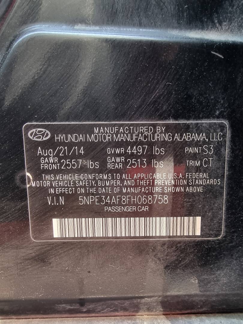 2015 HYUNDAI SONATA — 137636 Miles — Lot H068758 - Marhaba Auctions Used Cars - Image 8