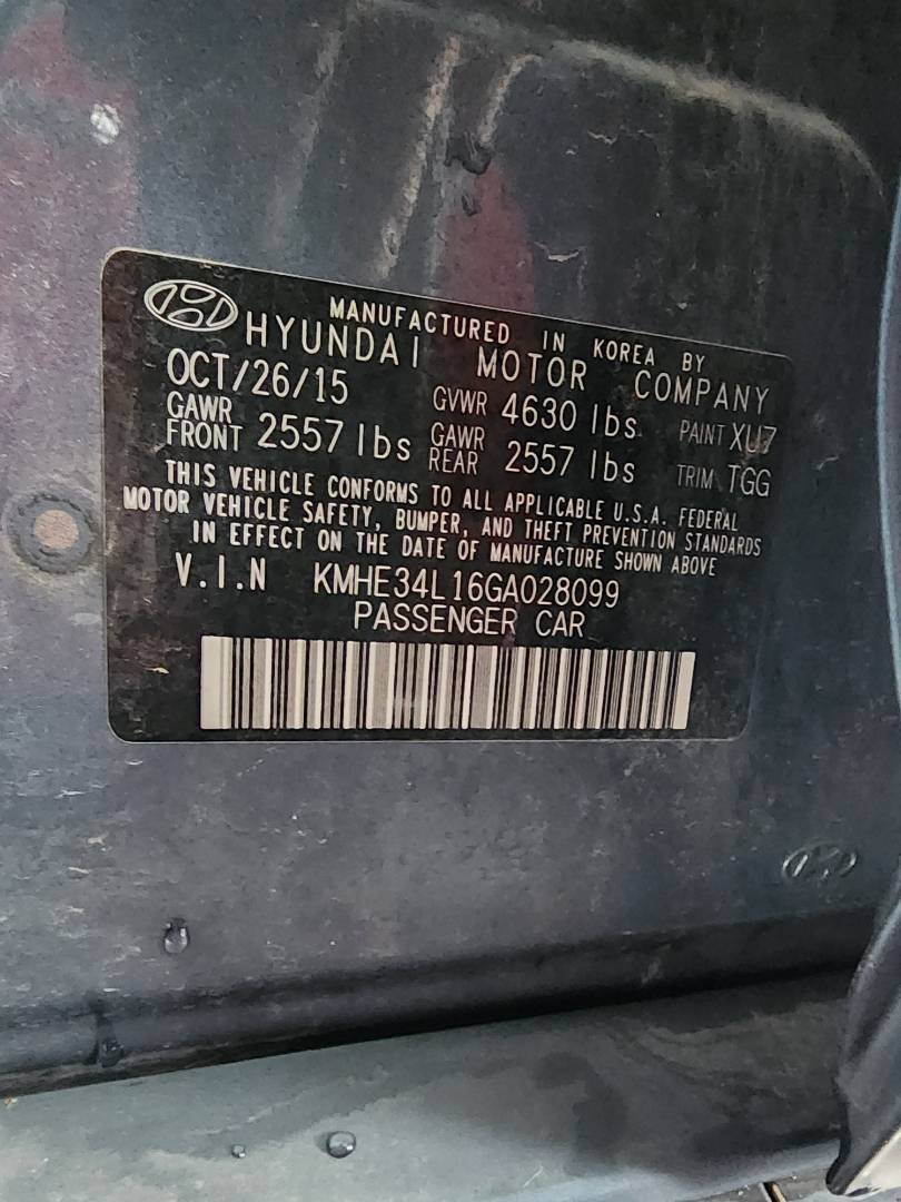 2016 HYUNDAI SONATA — 142456 Miles — Lot 74221053 - Marhaba Auctions Used Cars - Image 3