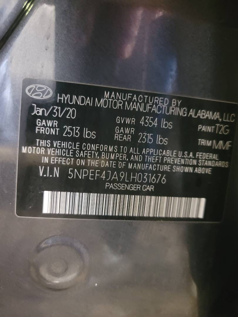 2020 HYUNDAI SONATA — 61796 Miles — Lot LH031676 — Main - Marhaba Auctions Used Cars - Image 9