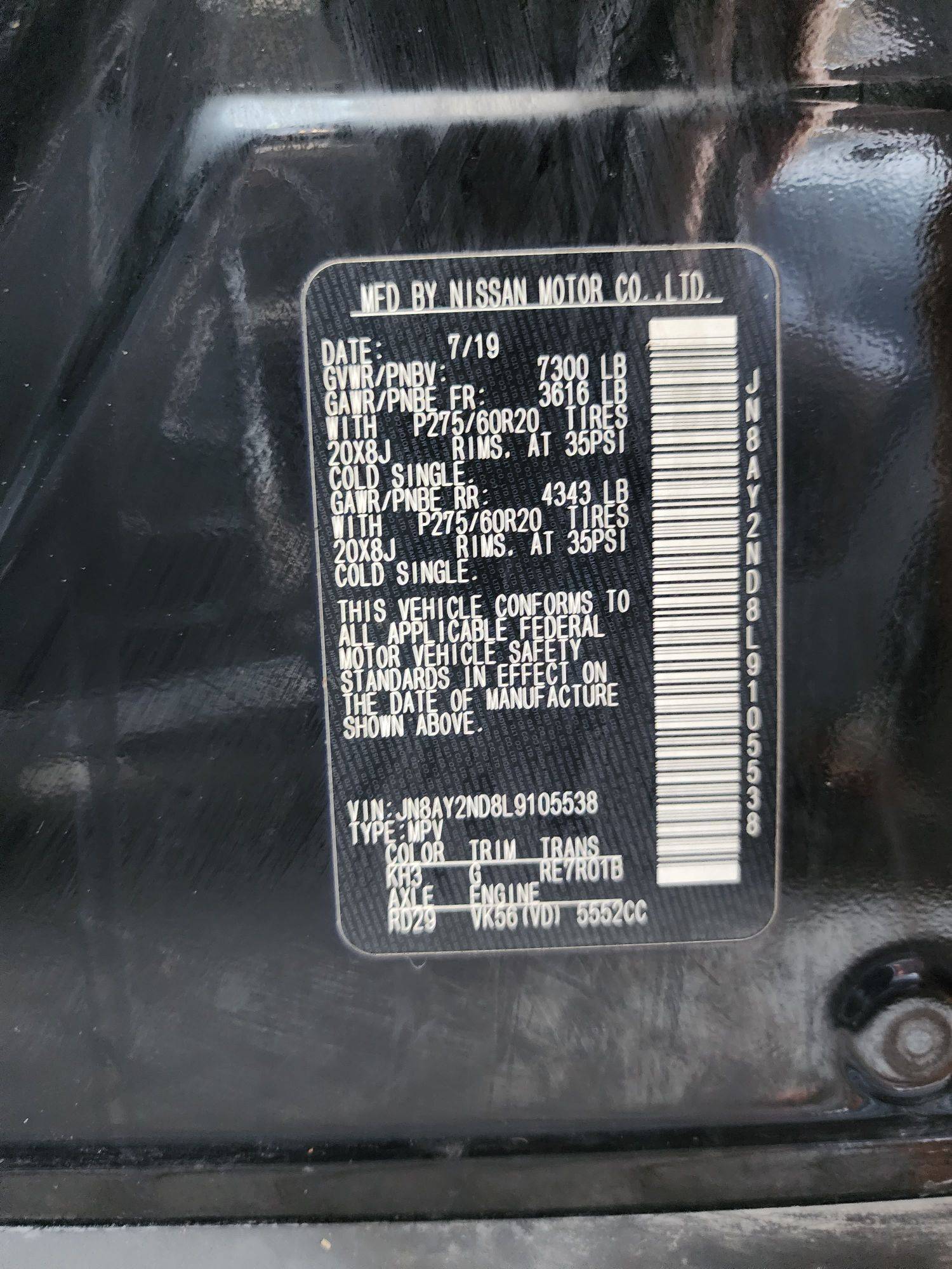 2020 NISSAN ARMADA — 94731 Miles — Lot ND8L9105538 — Main - Marhaba Auctions Used Cars - Image 10