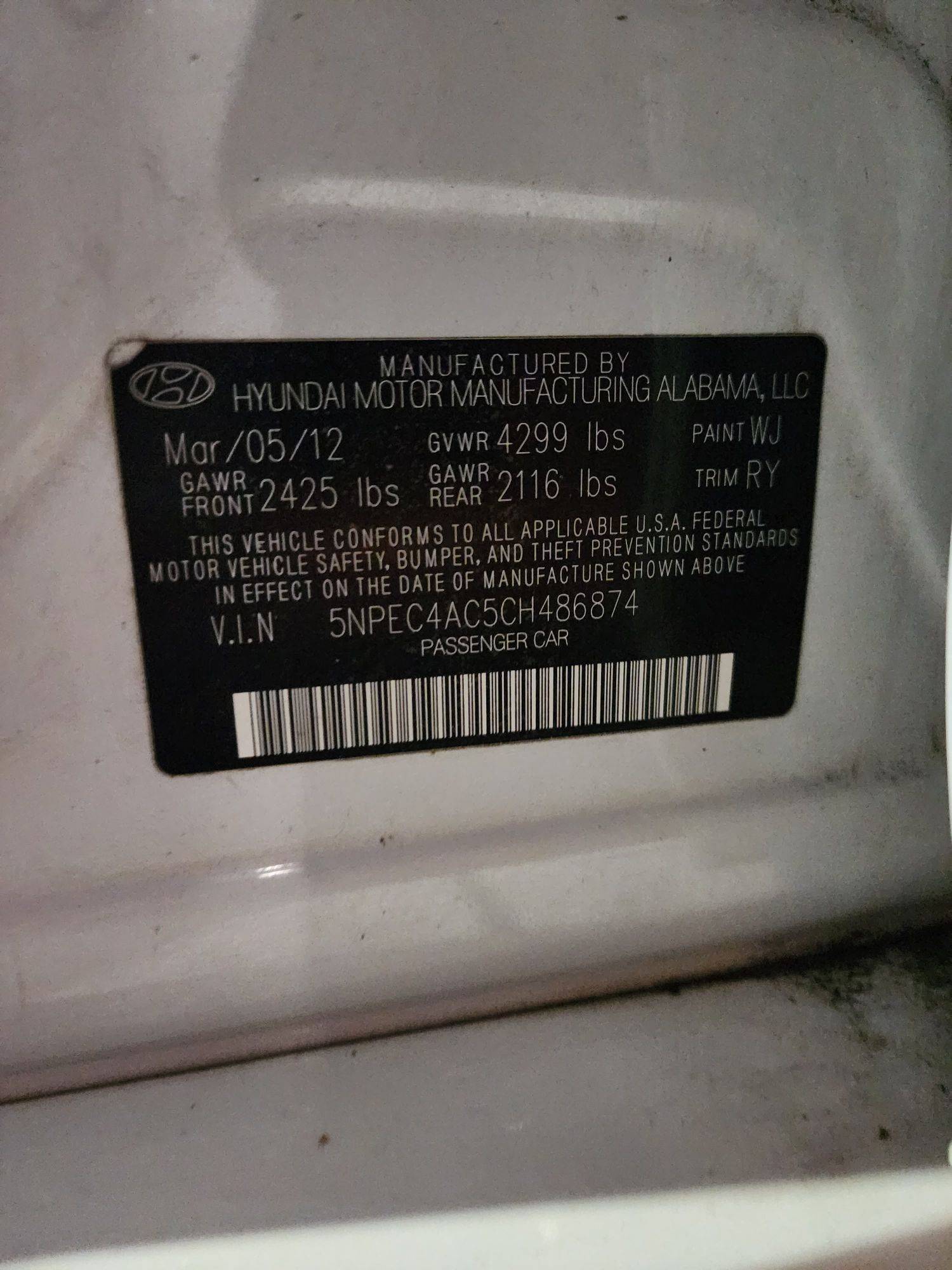 HYUNDAI SONATA 2012 - Marhaba Auction Used Cars - Image 11