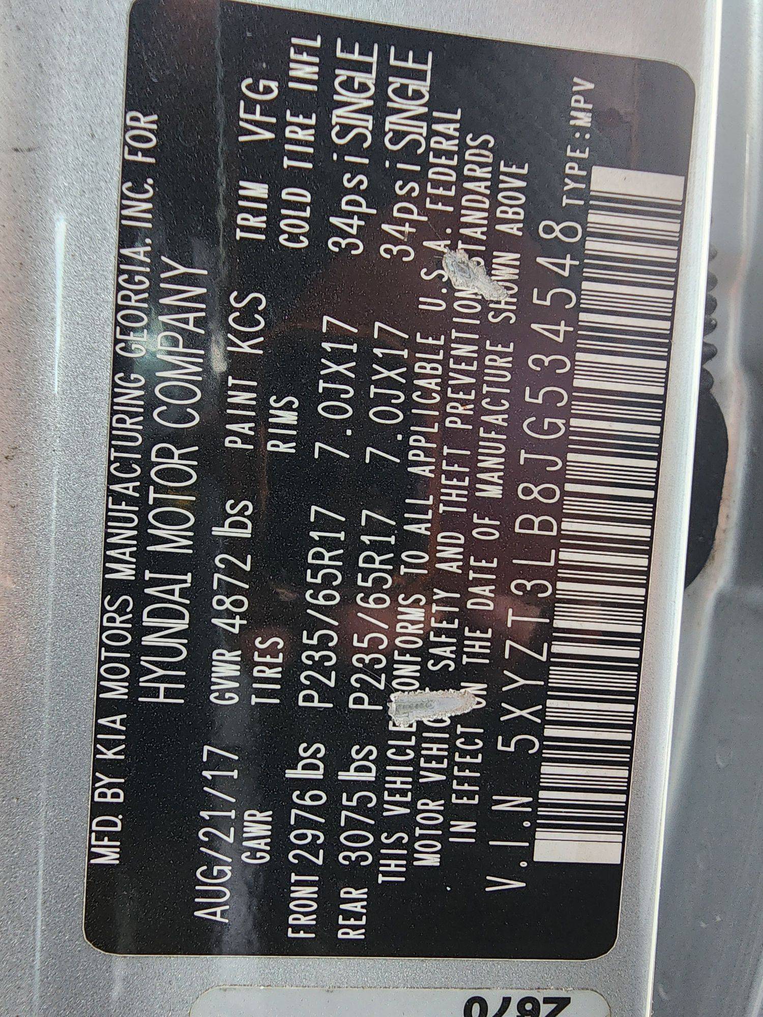 HYUNDAI SANTA FE SPORT 2018 - Marhaba Auction Used Cars - Image 10