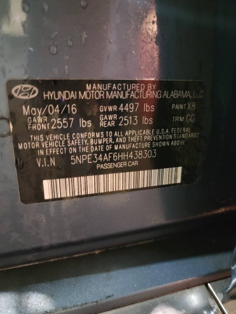 2017 HYUNDAI SONATA — 182879 Miles — Lot 8587802 — Main - Marhaba Auctions Used Cars - Image 9