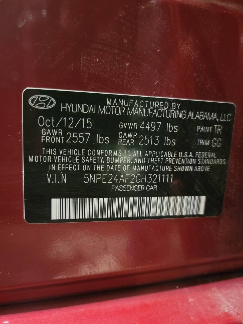2016 HYUNDAI SONATA — 131580 Miles — Lot H321111 — Main - Marhaba Auctions Used Cars - Image 10