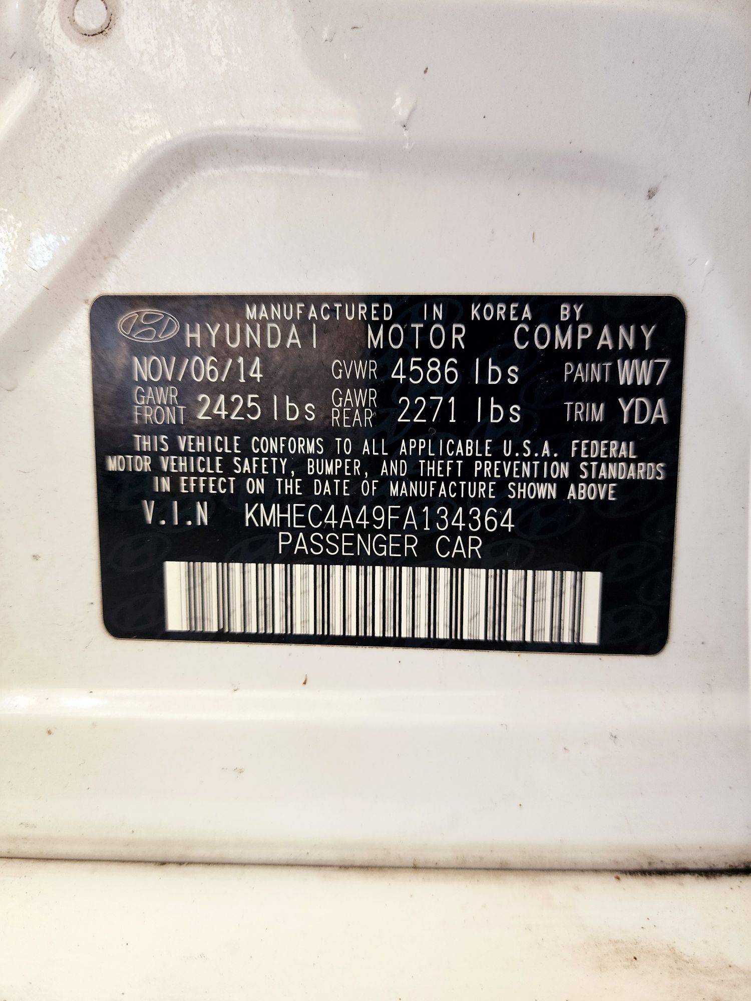 2015 HYUNDAI SONATA — 162300 Miles — Lot FA134364 — Souq - Marhaba Auctions Used Cars - Image 9