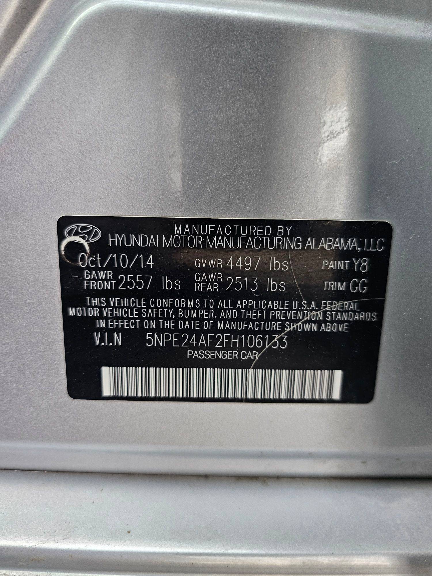 2015 HYUNDAI SONATA — 149211 Miles — Lot H106133 — Souq - Marhaba Auctions Used Cars - Image 9