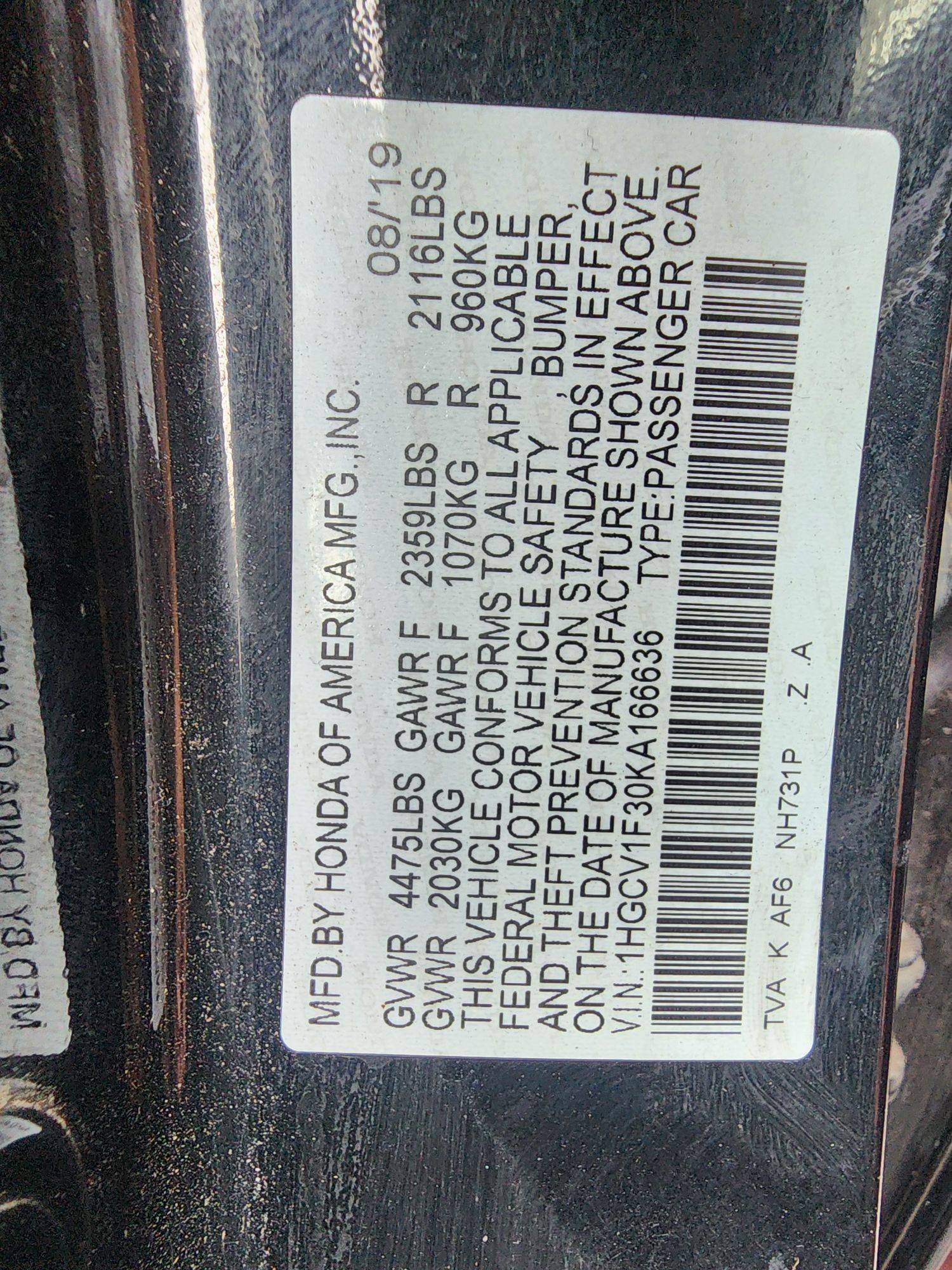 HONDA ACCORD 2019 - Marhaba Auction Used Cars - Image 10