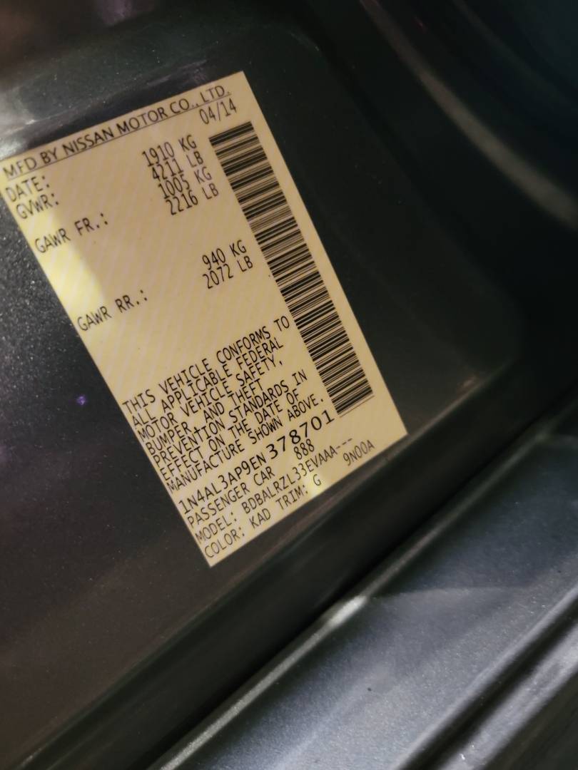 2014 NISSAN ALTIMA — 171890 Miles — Lot 9EN378701 — Main - Marhaba Auctions Used Cars - Image 7
