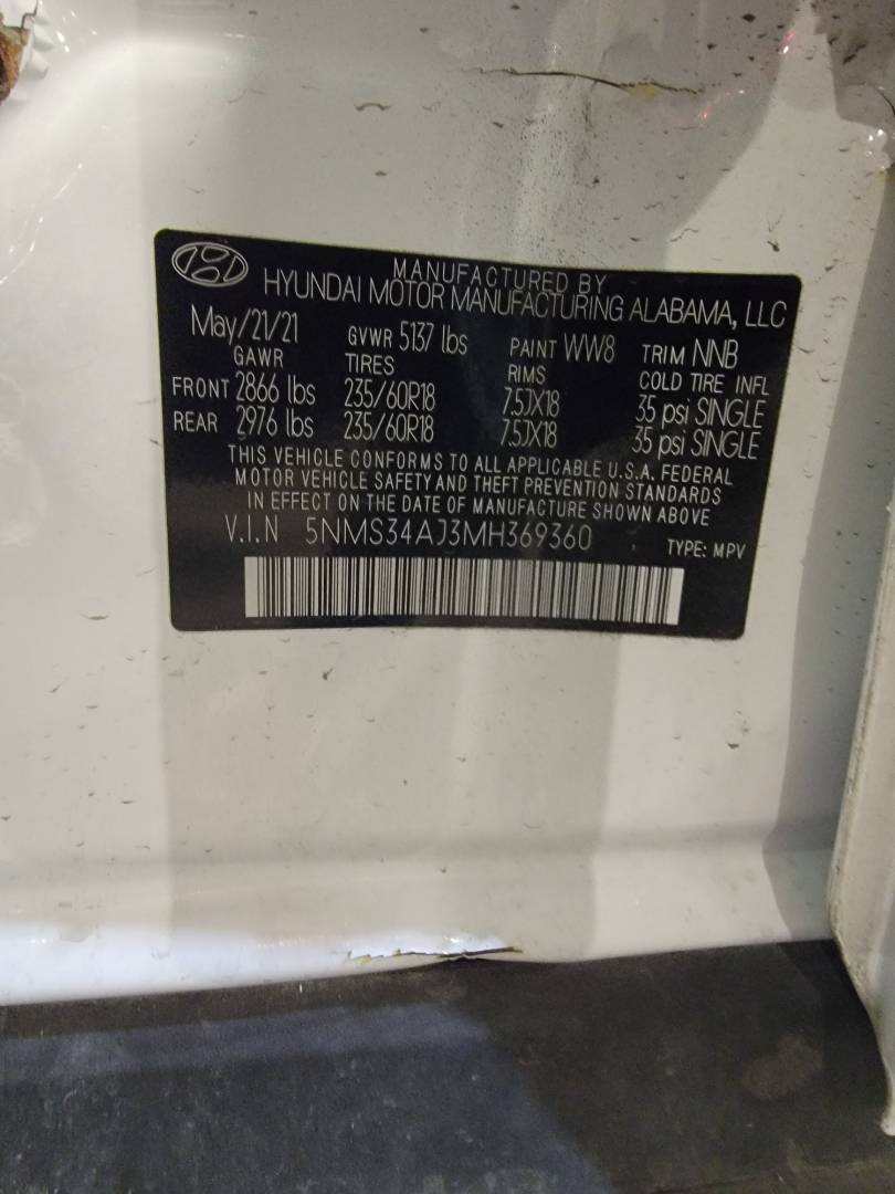 2021 HYUNDAI SANTA FE — 49022 Miles — Lot J3MH369360 — Main - Marhaba Auctions Used Cars - Image 9