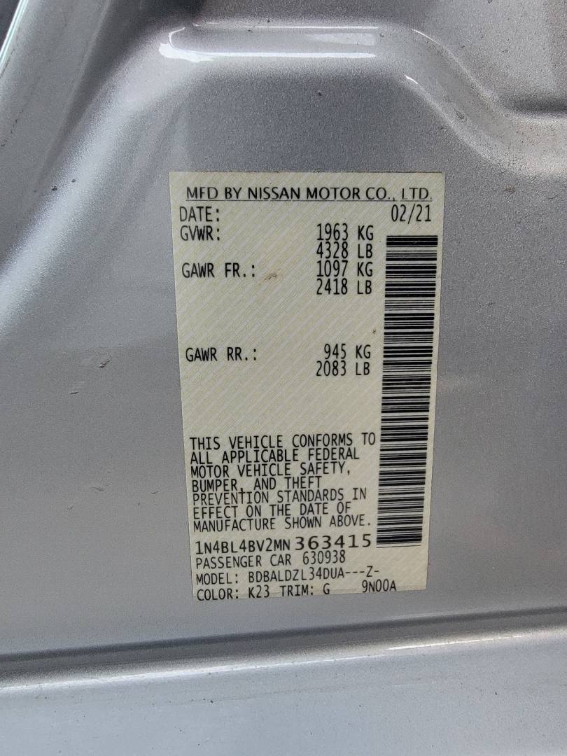 2021 NISSAN ALTIMA — 61720 Miles — Lot 363415 — Main - Marhaba Auctions Used Cars - Image 8