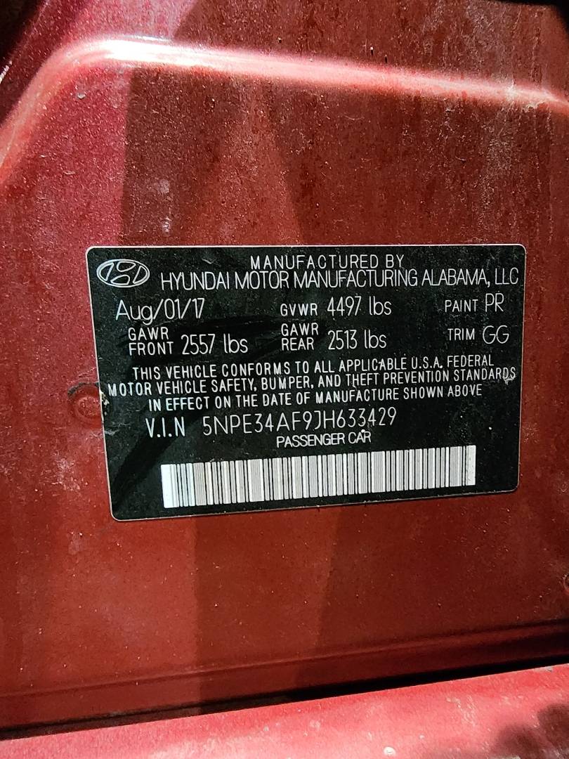 2018 HYUNDAI SONATA — 33341 Miles — Lot 81801283 - Marhaba Auctions Used Cars - Image 4