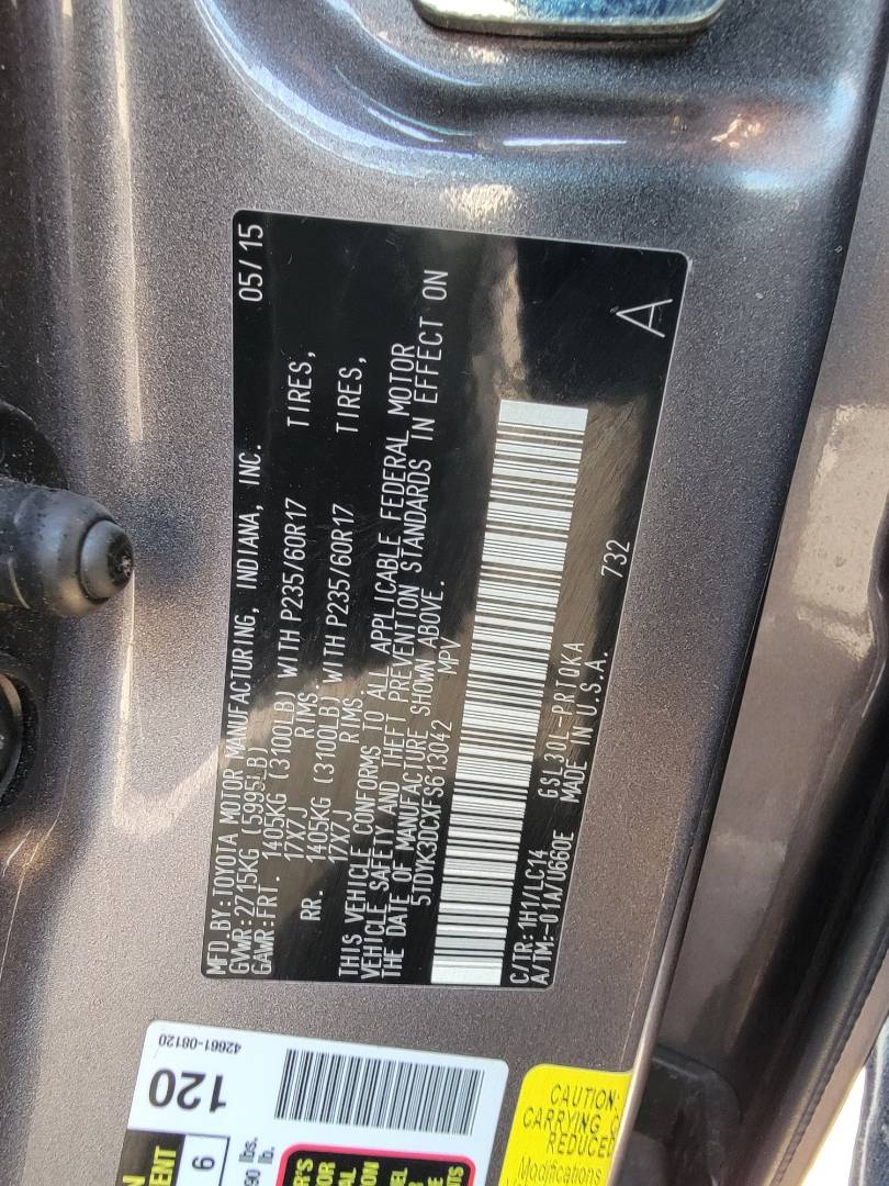 2015 TOYOTA SIENNA — 143180 Miles — Lot 13042 — Main - Marhaba Auctions Used Cars - Image 9