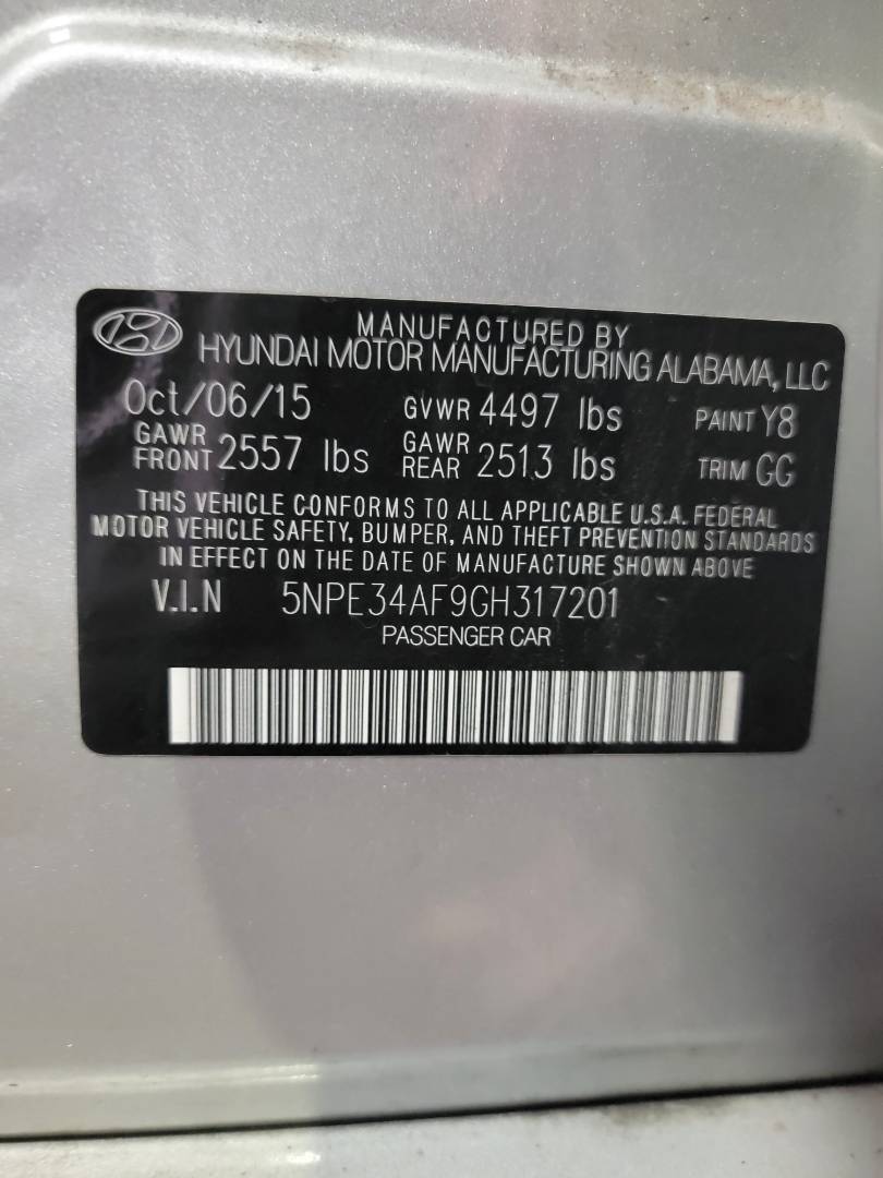 2016 HYUNDAI SONATA — 140863 Miles — Lot GH317201 — Main - Marhaba Auctions Used Cars - Image 10