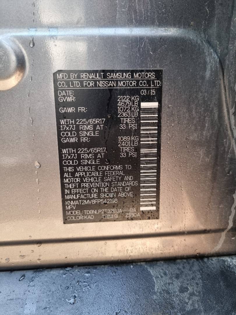 2015 NISSAN ROGUE — 165358 Miles — Lot P542198 — Ind. 12 - Marhaba Auctions Used Cars - Image 8