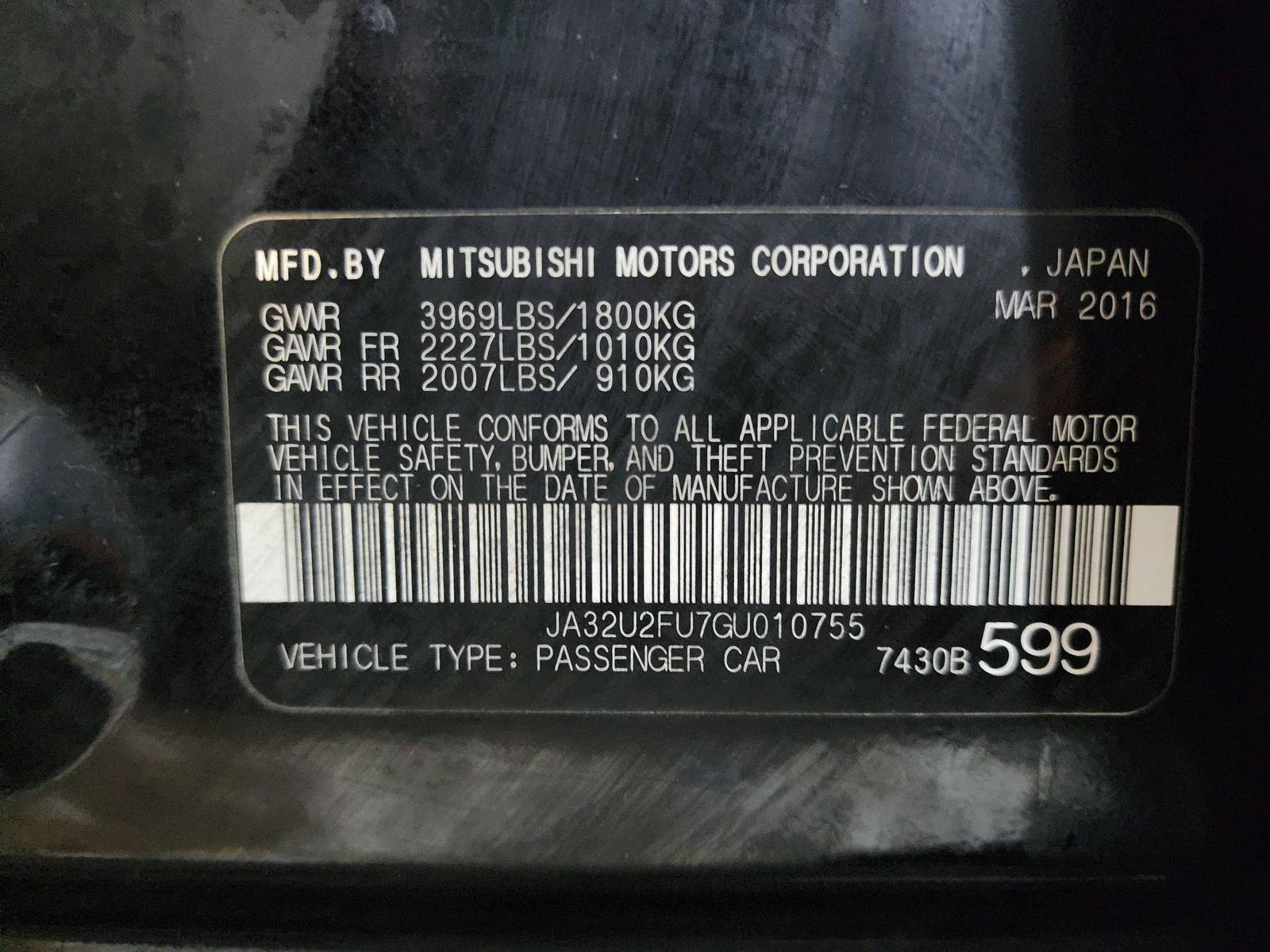 2016 MITSUBISHI LANCER — 167783 Miles — Lot 215478 — Souq - Marhaba Auctions Used Cars - Image 10