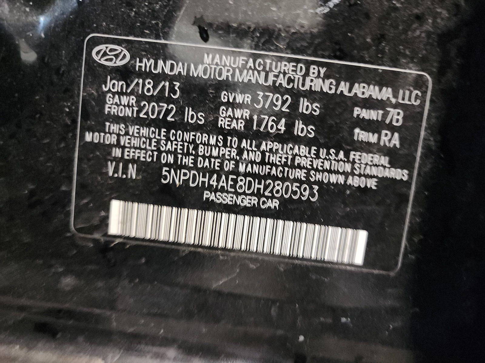 2013 HYUNDAI ELANTRA — 161393 Miles — Lot 39357093 — Al Quoz - Marhaba Auctions Used Cars - Image 10